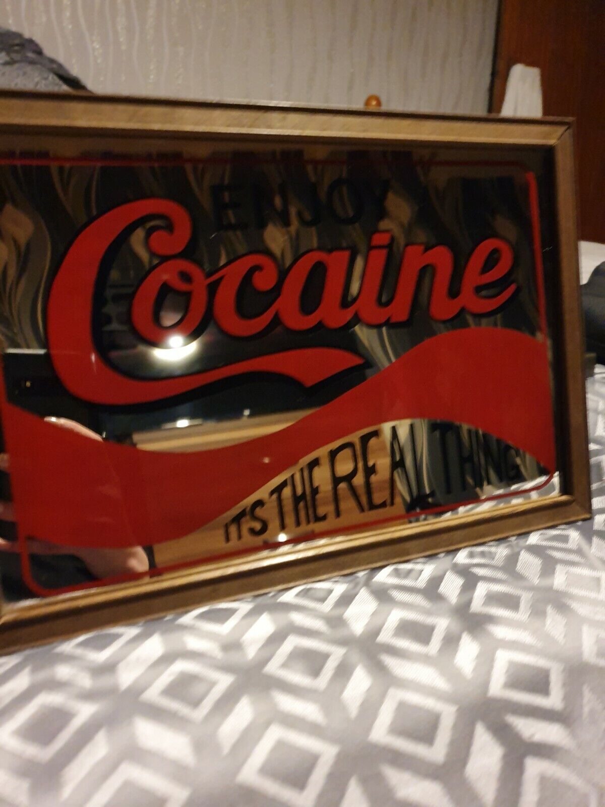 Special Vintage Art Mirror Cocaine coca cola Unique one off mirror - Picture 1 of 2