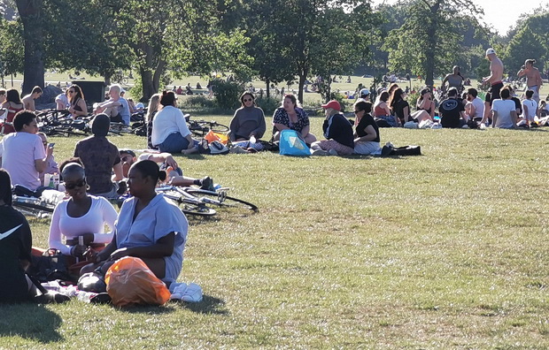 Brockwell Park is packed as the lockdown weakens