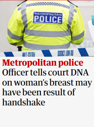 Officer tells court DNA on woman's breast may have been result of handshake's breast may have been result of handshake