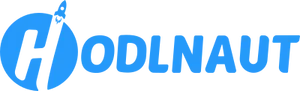 A blue circle with a white H, with a rocket launching from the rightmost vertical of the H, then the text odlnaut in blue capitals