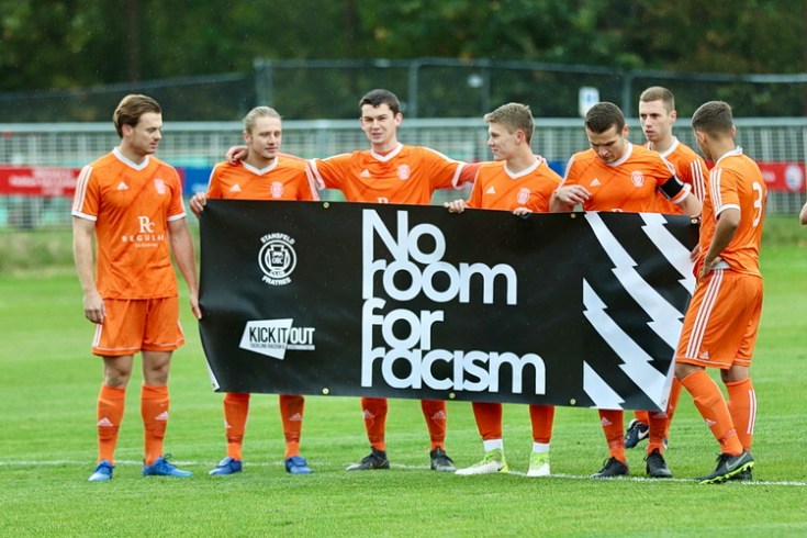 Peckham Town unveil their BLM banner before defeating Stansfeld 5-0 - photo special, 10th Oct 2020