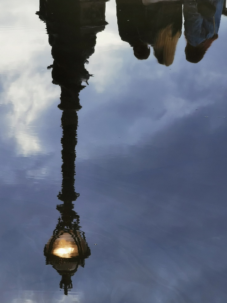 South Bank abstract - reflections, puddles and the London Eye