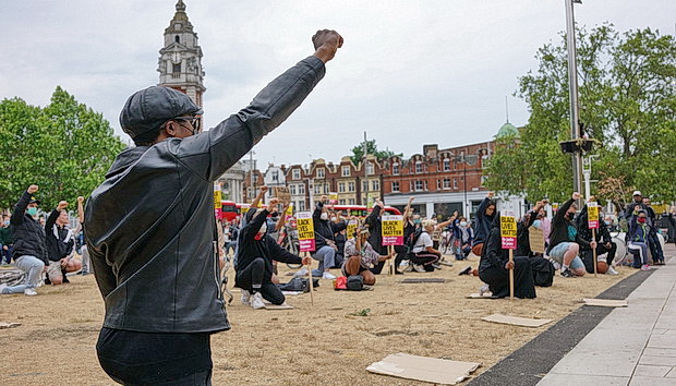 In photos: Brixton takes the knee in support of George Floyd, Windrush Square, Weds 3rd June 2020