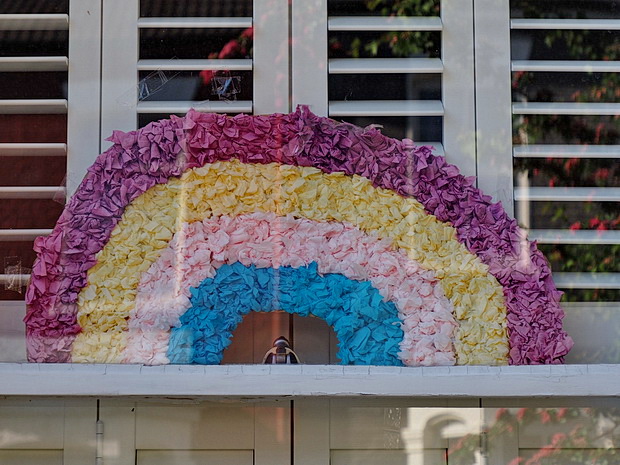 In photos: Drawings of rainbows in windows around Brixton