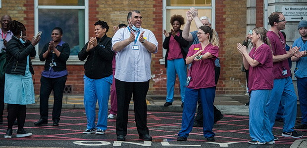 In photos: Clapping key workers at King's College Hospital, south London, Thurs 30th April 2020