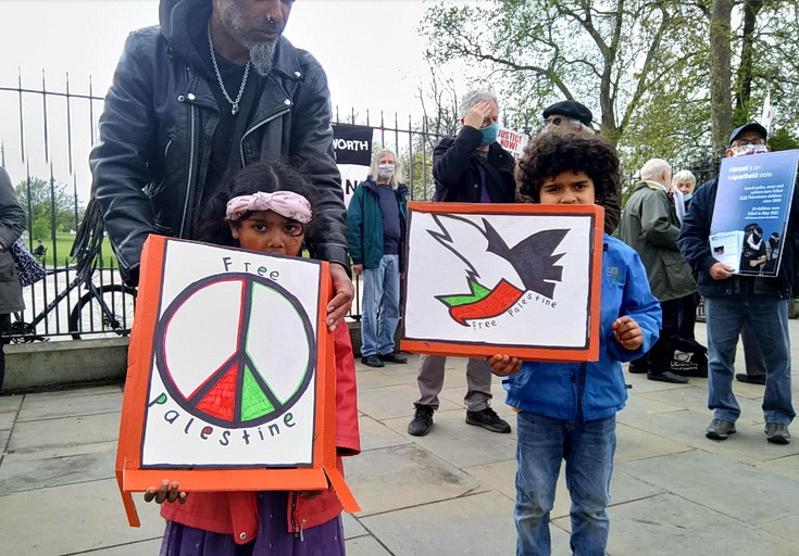 In photos: Palestine solidarity demo outside Brockwell Park Gates