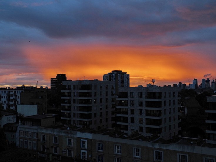 An absolutely stunning sunset over Brixton, 1st July 2020