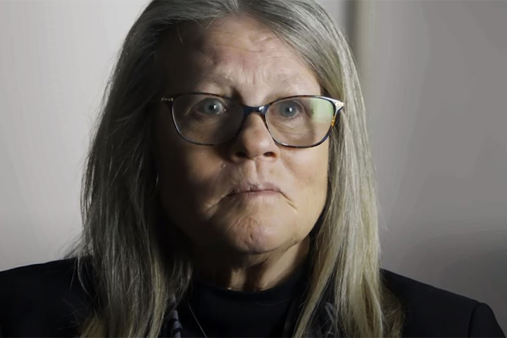 A screenshot of Judy Mikovits, PhD, from the Plandemic documentary