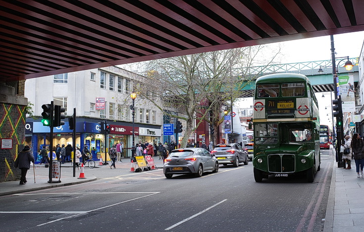 In photos: vintage Routemaster buses rumbling through the centre of Brixton, Sat 5th Dec 2020