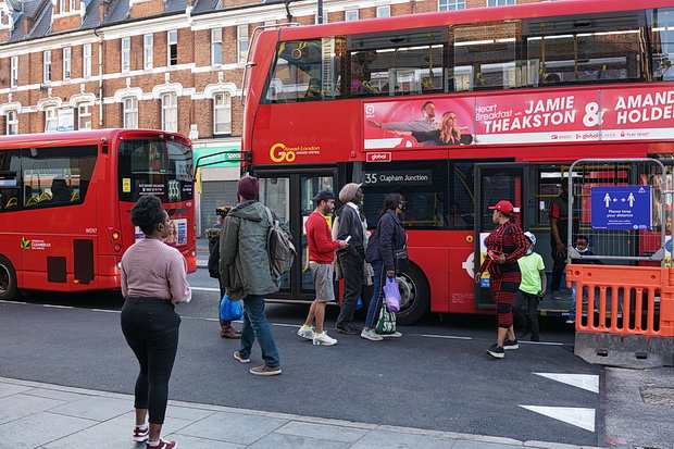 In photos: wider pavements and bus stops in central Brixton introduced for safe social distancing, 8th May 2020