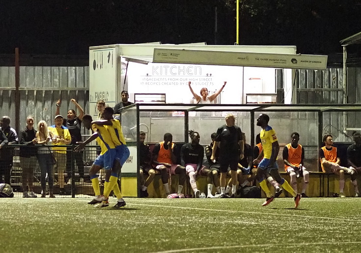 In photos: Dulwich Hamlet out of the FA Cup after lamentable performance at Haringey Borough, Tues 5th Sept 2023