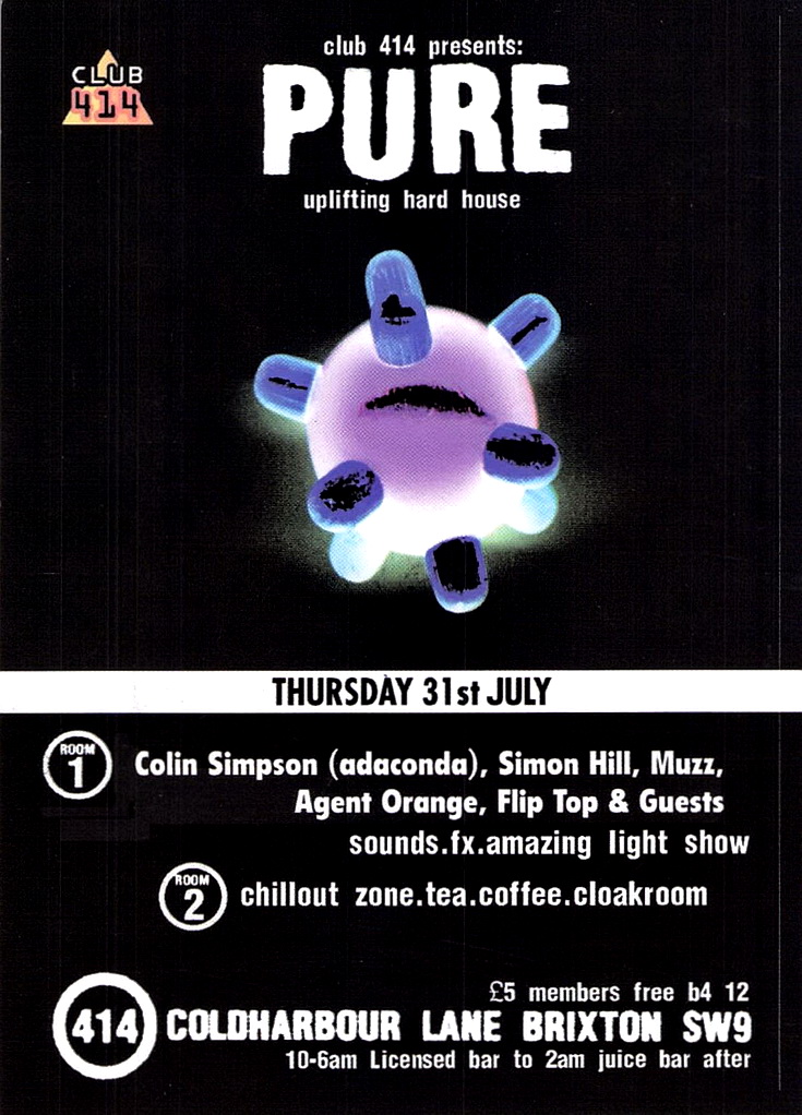 Brixton history: flyers for Club 414 on Coldharbour Lane, 1996