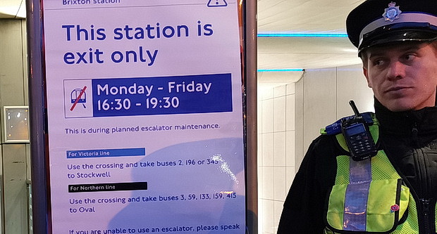 Photos: Brixton tube station closed every weekday evening from 4.30pm - 7.30pm till 'early March 2020'