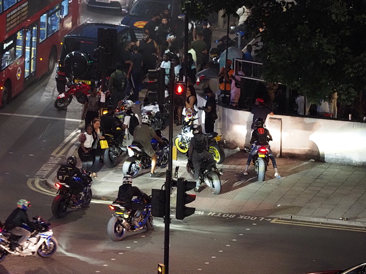 Motorcycle roar: Brixton's Coldharbour Lane fills with noise as bikes descend at night