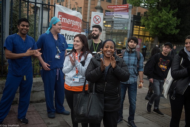 In photos: Clapping key workers at King's College Hospital, south London, Thurs 30th April 2020