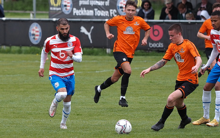 In photos: Peckham Town flattened four-nil by forceful Fleetdown FC, Mon 1st May 2023