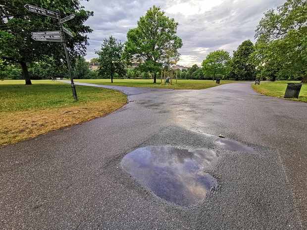 After the rain: a deserted Brockwell Park after a thunderstorm