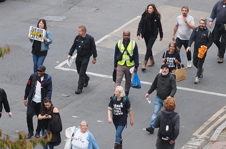 In photos: small anti-vaxx march saunters down Coldharbour Lane